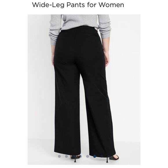 Old Navy Pull On Wide Leg Pants Womens XL Navy Blue High Rise Never Fade NEW - Picture 7 of 7